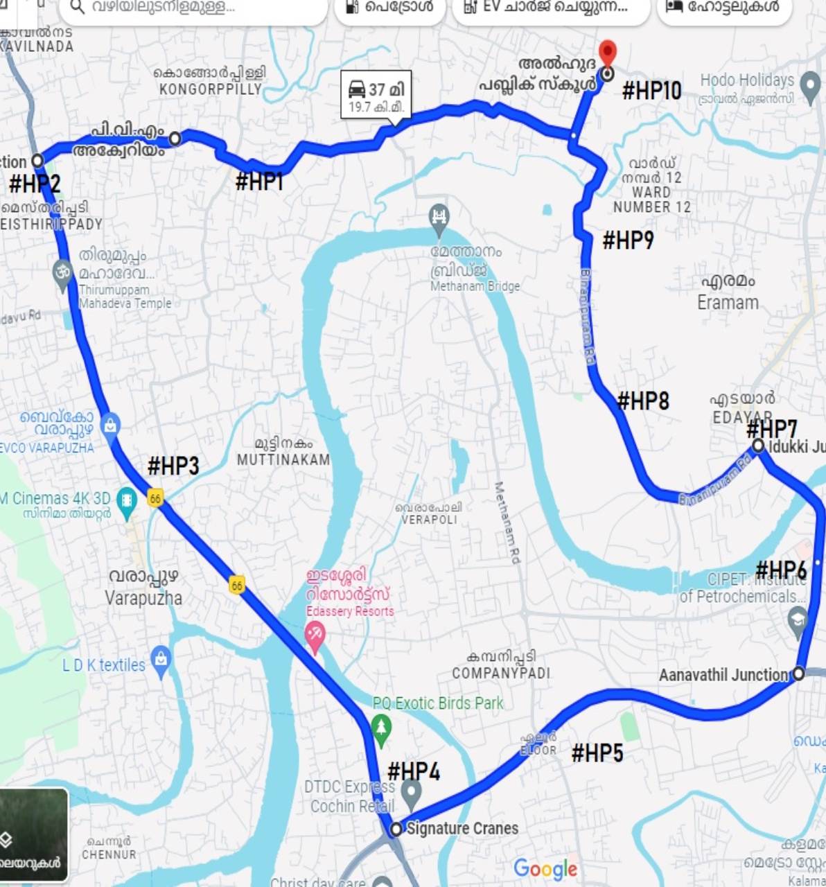 20 KM Route Map